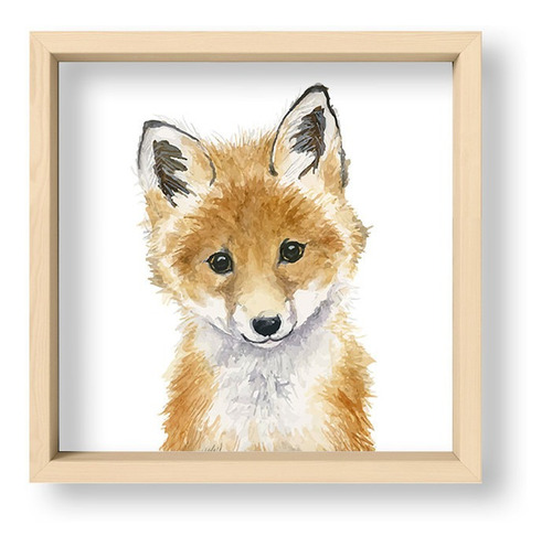 Cuadros Nordicos 20x20 Box Madera Natural Kid Little Fox