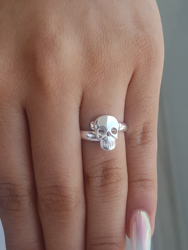 Anillo Calavera Plata Ley .925 Ajustable Modelo 5