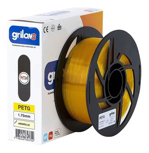 Filamento 3d Petg Grilon 3 Pet G 1.75 1kg Impresora 3d Color Amarillo clear