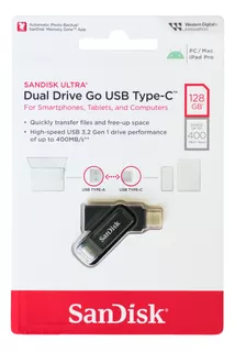 Sandisk Memoria Usb Tipo C 3.2 Dual Drive 128gb 400 Mb/s