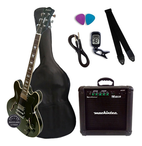 Guitarra Semi Acústica Shs300 Strinberg Bk + Kit Completo 