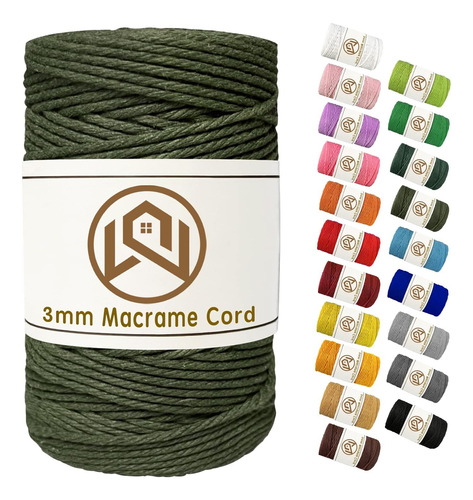 Cordón De Macramé Natural Verde Militar De 3mm X 109 ...