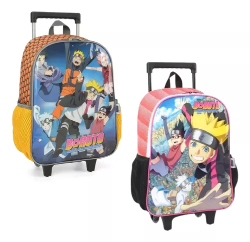 Mochila de Rodinhas Infantil Boruto Laranja Luxcel