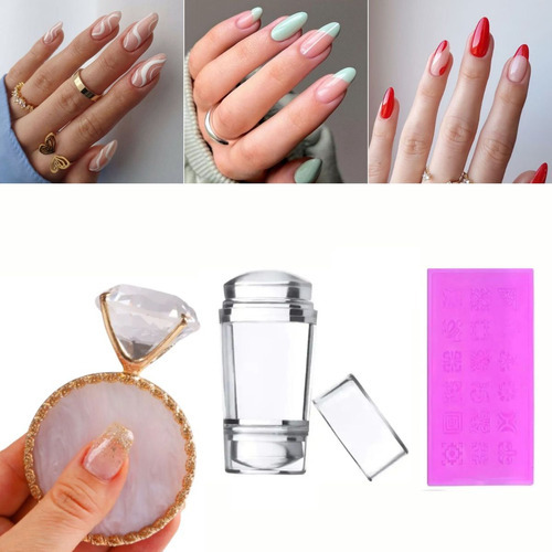 Carimbo Para Unhas + Suporte Prático De Exibição Para Fotos