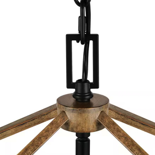 Lampara De Techo Colgante Cuentas Madera Candelabro 4 Luces Estructura Cafe/negro