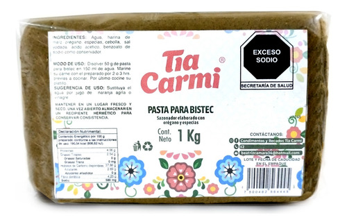 Recado Para Bistec Pasta Para Bistec Barra 2kg Tia Carmi