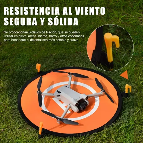 OBEST Plataforma De Aterrizaje Para Dron De 75 Cm, Plegable Con Luz Nocturna Fluorescente Y Bolsa De Transporte – Doble Cara Naranja/Azul, Antideslizante