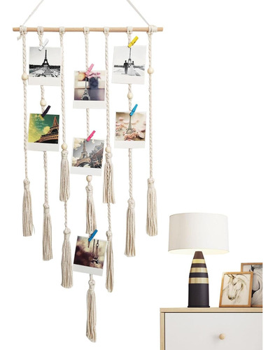 Hanging Photo Display - Macrame Wall Art Photo Display Boho