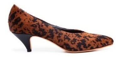 Natacha Zapato Mujer Stiletto Taco Bajo Pelo Caramelo #1001