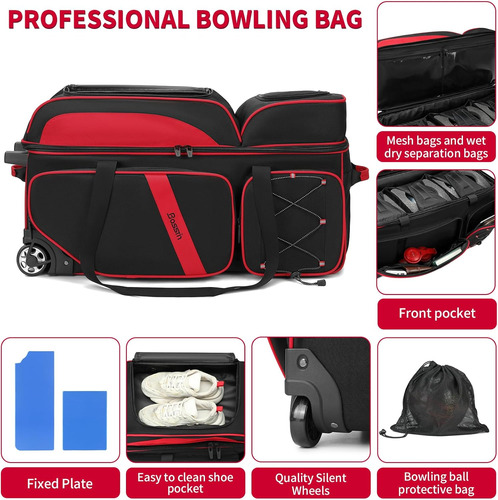 Bolsa C/ Llantas P/ 3 Bola Boliche Flextro Tour Y Accesorios