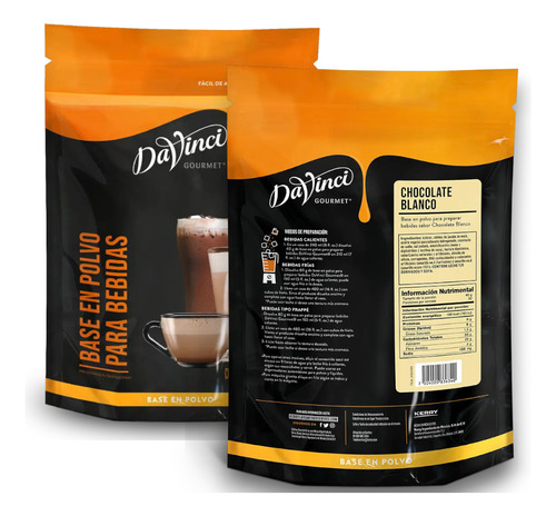 Base Para Bebidas, Davinci Chocolate Blanco Bolsa Con 1.3 Kg