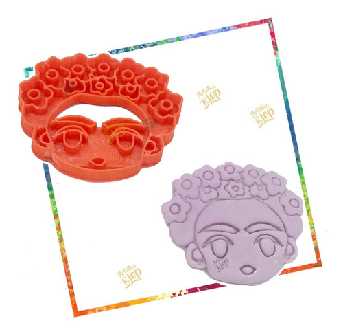 Imagen 2 de 5 de Set Cortantes Frida Cactus Rosa Corazon Porcela Galletitas