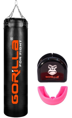 Kit Saco De Pancadas Profissional 160 + Protetor Bucal Boxe Cor Rosa