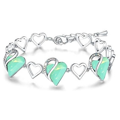 Pulseras De Amor Infinito Con Eslabones Corazón De Cristal