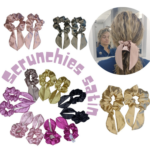 Scrunchies X2 Und Lazo   Satin Coquette Meloss