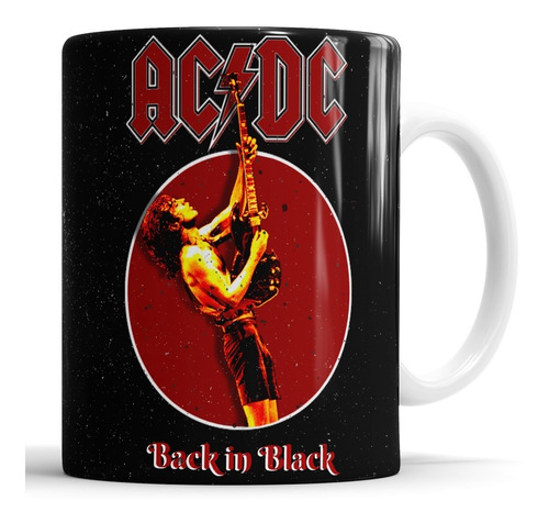 Taza De Cerámica Ac/dc Black In Black Musica Banda De Rock