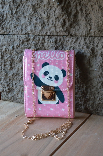 Cartera Bandolera Billetera Panda Para Nenas Con Cadena