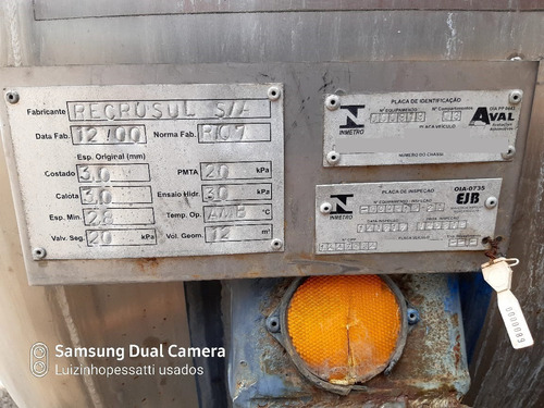 Tanque Inox 12.000 L 7 Metros C/ 3 Compartimentos Ano 2000