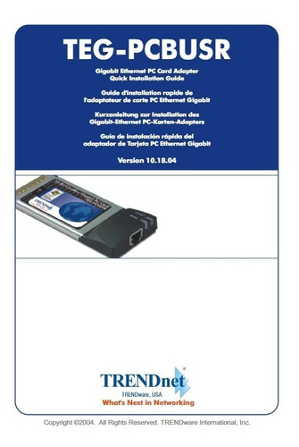 Gigabit Pc Card 32 Bits Cardbus Type Ii Laptop Tegpcbusr (Usado)