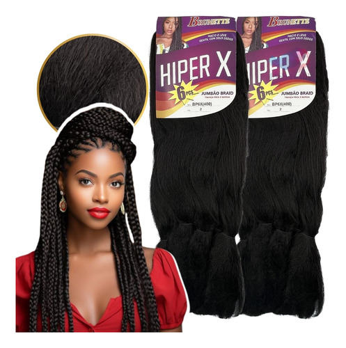 Kit 2 Cabelo Jumbo Jumbão Hiper X Box Braid 400 Gramas