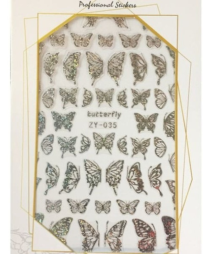 Stickers Para Manicure Diseño Mariposa Plateada - Estylosas