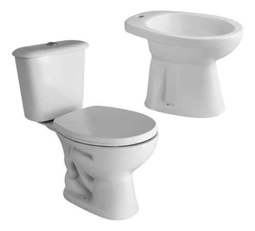 Inodoro Largo Ferrum Andina, Bidet Y Depósito Apoyo Dual