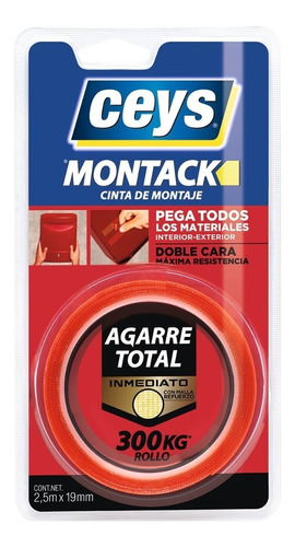 Cinta De Montaje Doble Cara Montack Ceys 2.5m Con Malla