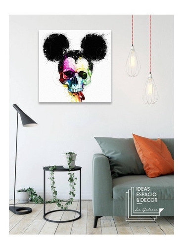 Mickey Mouse Calavera Pop Cuadro Canvas Decorativo Moderno