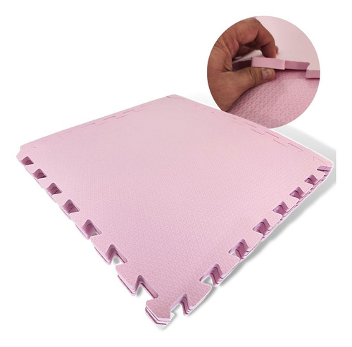 Kit 12 Placas Tapete Piso Tatame Eva 50x50x1 Cm Menina Rosa Cor Rosa Bebê E Rosa Pink