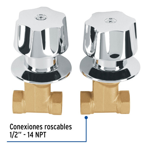 Juego Llaves Empotrar Roscables, Maneral Metálico, Basic
