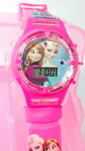 Relógio Infantil Frozen Lindo E Maravilhoso Led Toca Musica