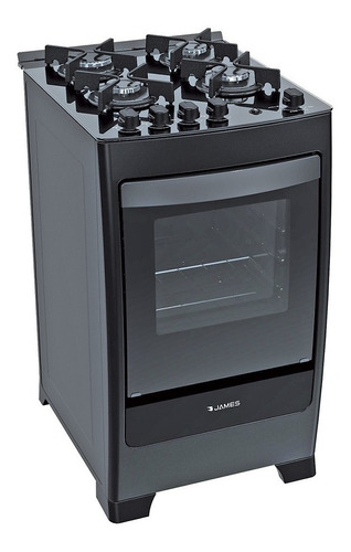 Cocina Super Gas James C700 Negro Mesada Vidrio 4 Hornallas