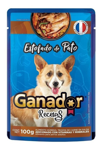 Imagen 1 de 1 de Alimento Para Perro Recetas De Pato Ganador 22 Sobres