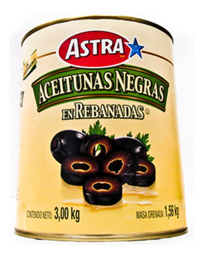 Aceituna Negra En Rodajas Astra 3kg Lata