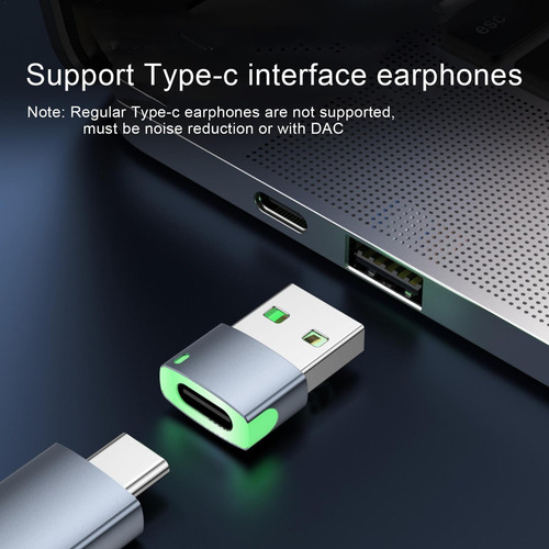 Adaptador Usb A Tipo C Hembra A Tipo C Con Luz Led Adaptador