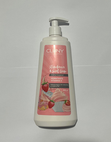 Cluny Crema Corporal Strawberries & Sweet Cream 400 Ml Fragancia Frutilla