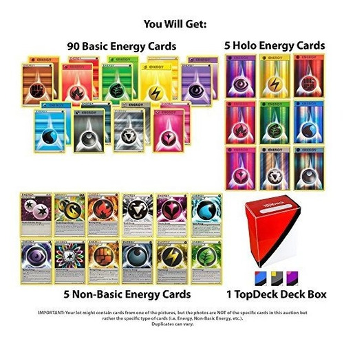 100 Cartas De Energia De Pokemon Incluyen 90 Cartas De Energ