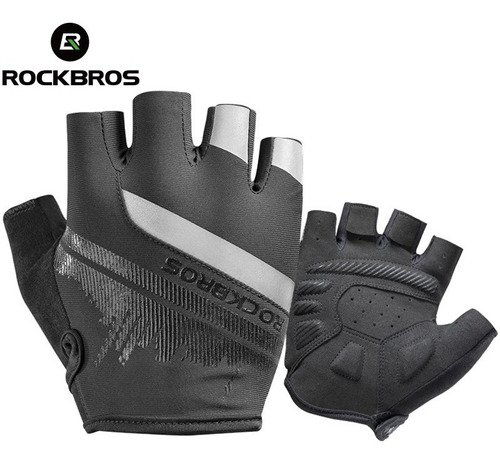 Guantes Ciclismo Dedo Corto Reflectivos Rockbros S247 Negro