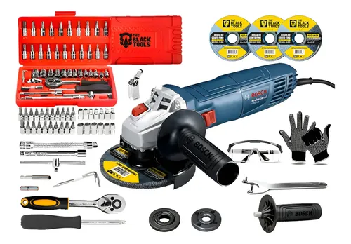 Esmerilhadeira Lixadeira 710w Bosch 115mm + Acessórios Azul 60hz 220v