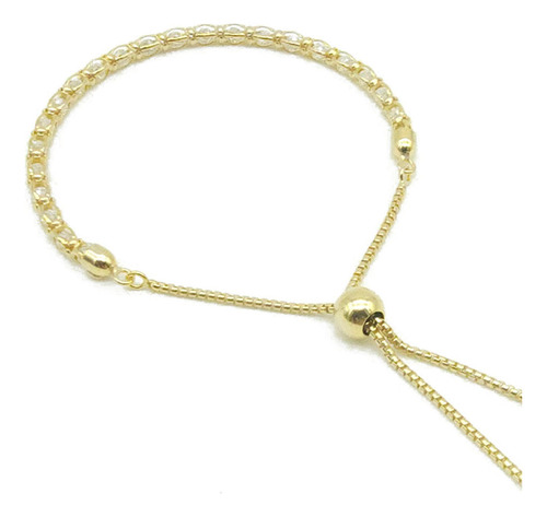 Pulsera Carmín Isabel De Plata 925 Baño Dorado Ss