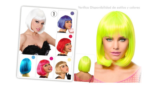 ¡ Peluca Corta Azul Fantasía Para Fiestas & Halloween !!