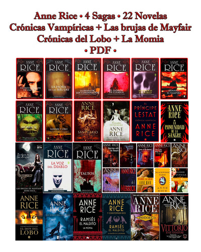 Anne Rice - Colección Única 22 Novelas | Horror Sobrenatural