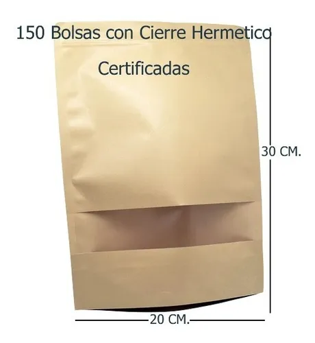 Bolsas Papel Kraft 20x30x5 Cm con cierre hermetico