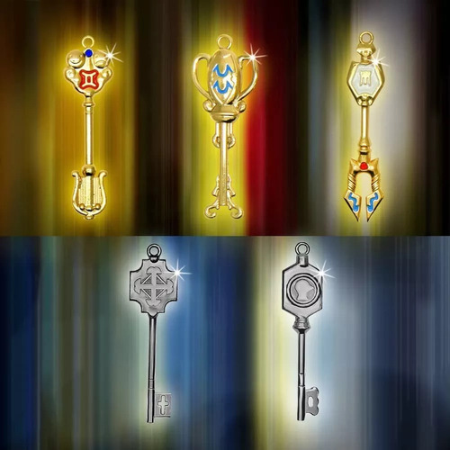 Conjunto De Chaves E Chaveiros Fairy Tail Lucy Golden Zodiac