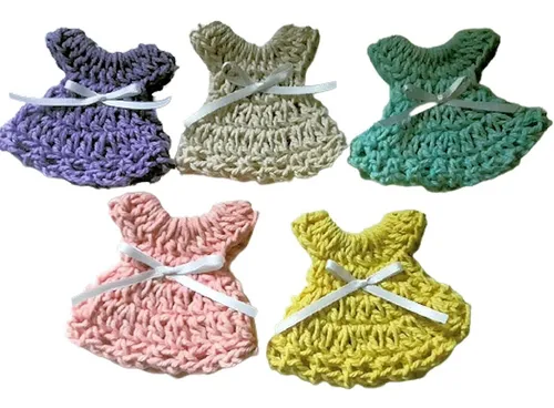 Vestidito Tejido A Crochet Souvenir Llavero 10 Unidades