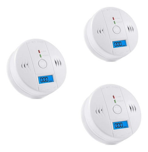 3pcs Alarma Detector De Gas Y Humo Monoxido De Carbono