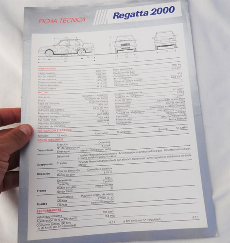 Folleto Publicitario Fiat Regatta 2000 Antiguo No Manual 87