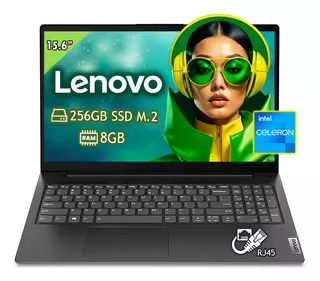 Laptop Lenovo V-Series V15 G2 IJL negra 15.6", Intel Celeron N4500 8GB de RAM 256GB SSD, Intel UHD Graphics 1920x1080px Windows 10