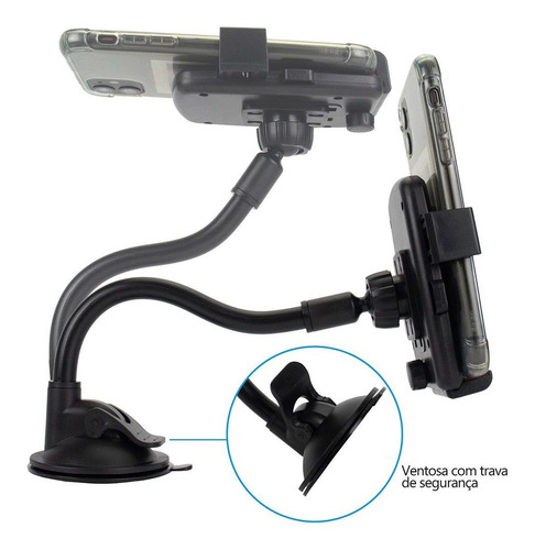 Suporte Para Celular Veicular De Parabrisa C/ Haste E Trava