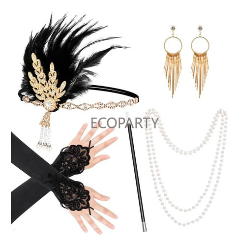 Set De Accesorios Para Disfraz De Flapper Para Mujer, Diadem